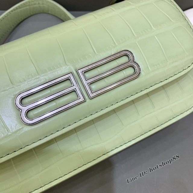 Balenciaga專櫃爆款小號鱷魚薄荷綠肩背包 巴黎世家新款Gossip bag斜挎包 fyj1322